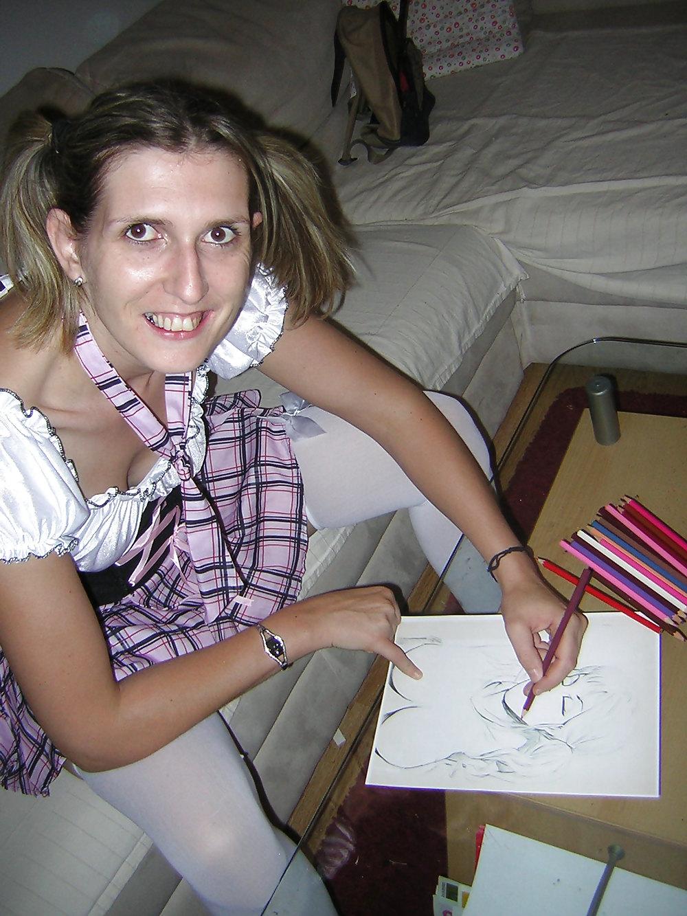 14P French amateur in sexy schoolgirl part 1