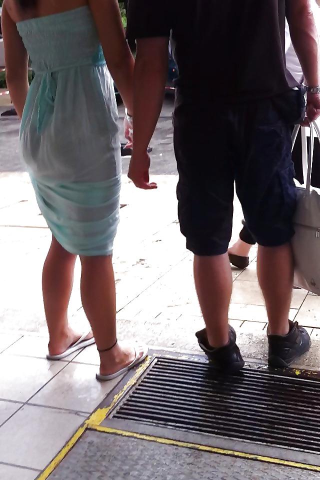 15P Amateur ass in see through thong, dress, leggings