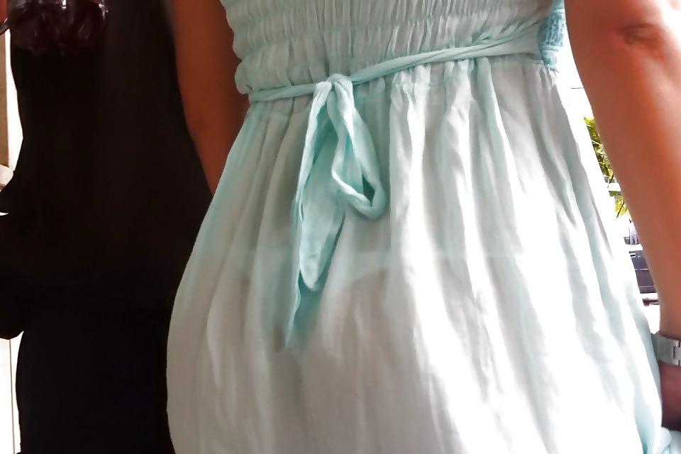 15P Amateur ass in see through thong, dress, leggings