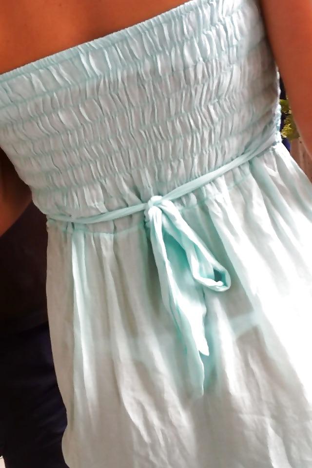 15P Amateur ass in see through thong, dress, leggings