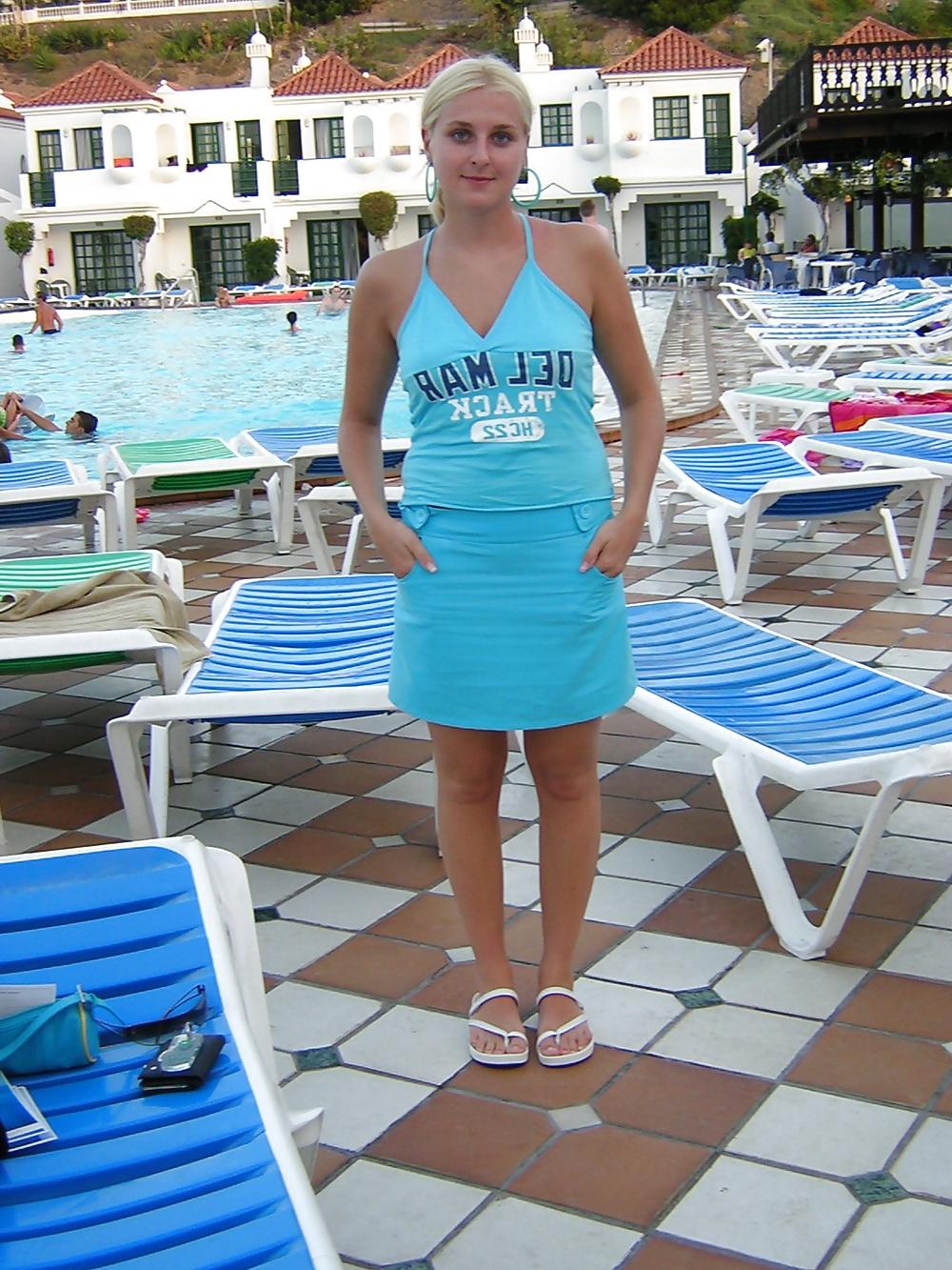 14P Blond amateur teen bitch on holiday