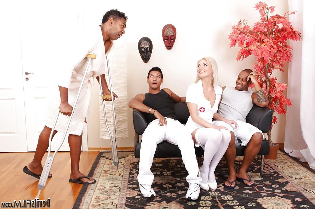 16P Alisa A is being double penetrated in interracial style by blacks