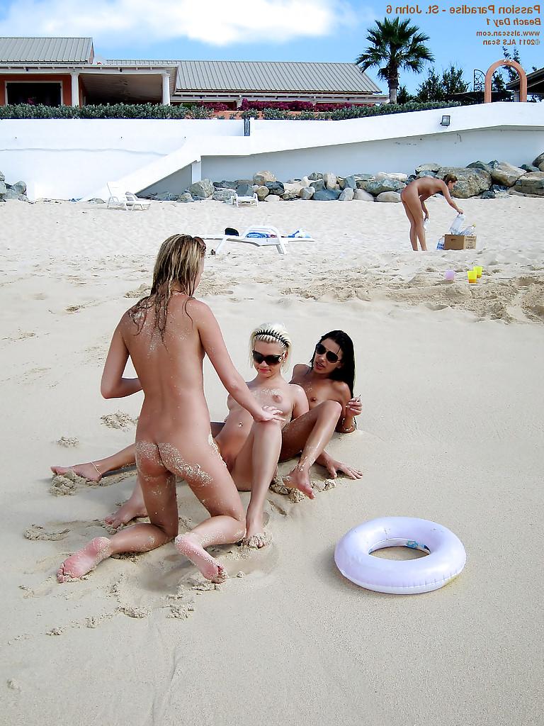 16P Naked amateur teenage babes in sunglasses having some fun on the beach
