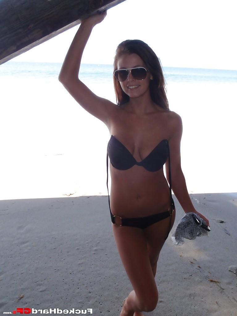 16P Enticing amateur teen Whitney has some fun at the beach with her man