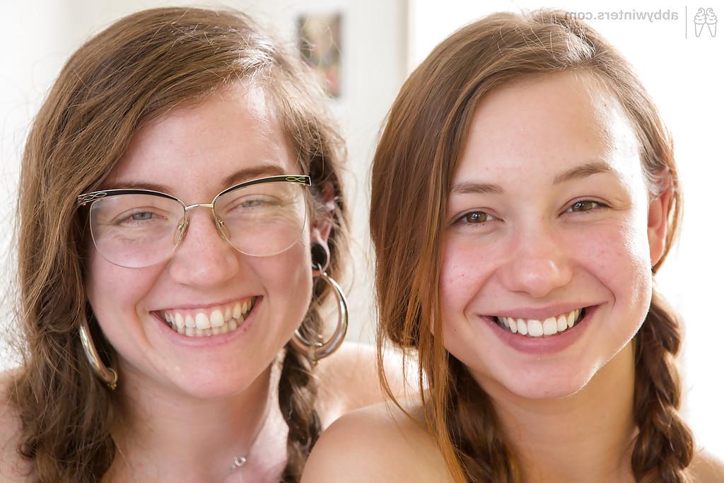 16P Young real life lesbian lovers pulling off each others panties in pigtails