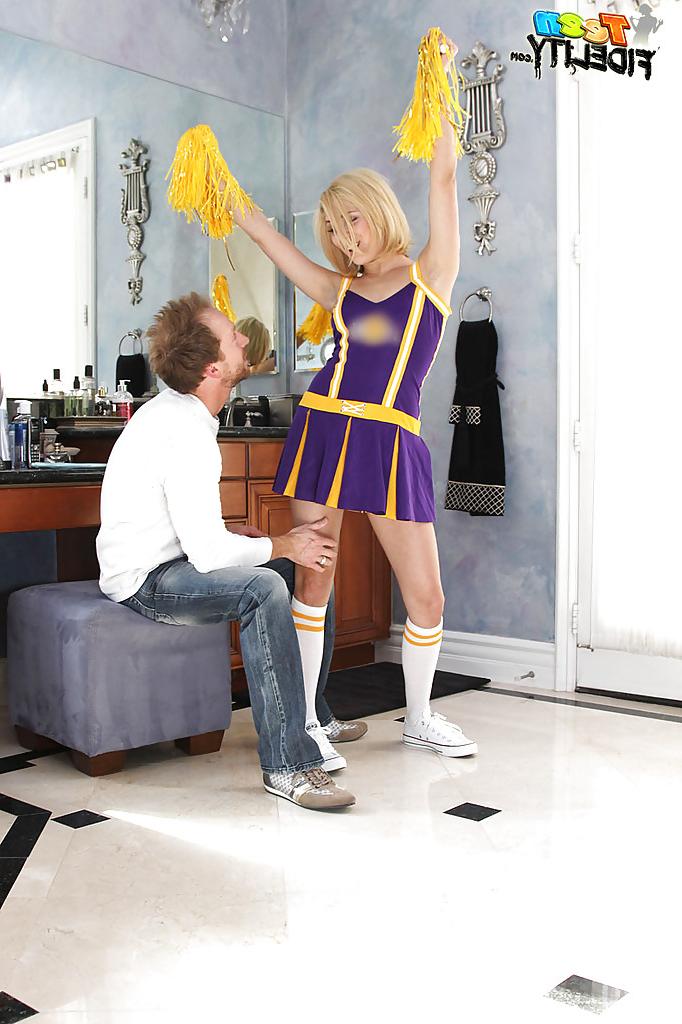 14P Amateur cheerleader Lia Lor has her mouth fucked hard with a big cock