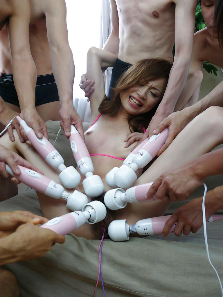 15P Japanese chick Sara Seori sees hairy vagina fingered and fucked in gangbang