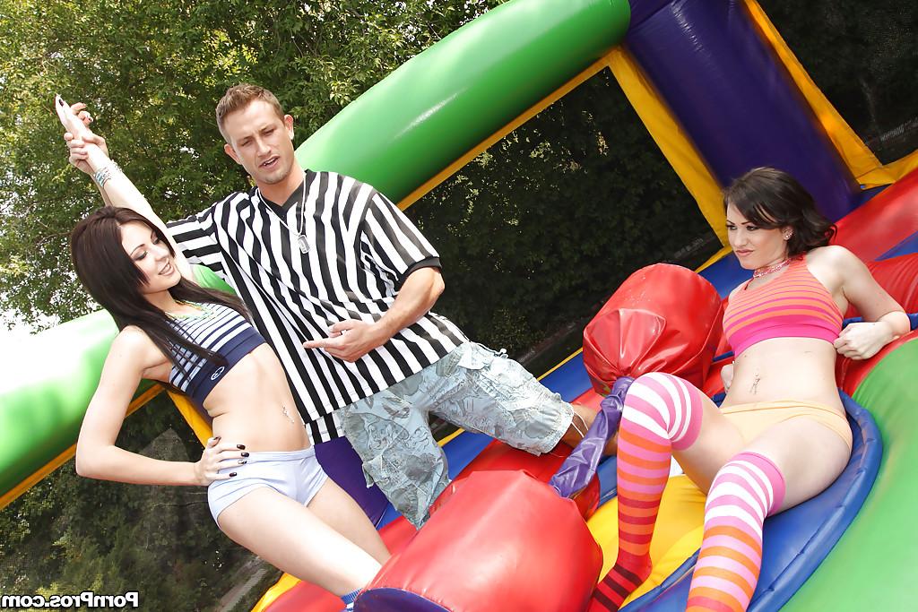 16P Teens Candace and Jennifer getting into a gangbang with a big cock
