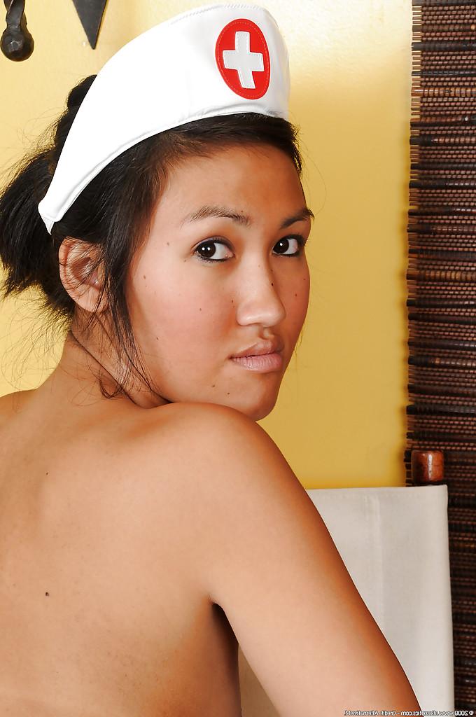 16P Asian amateur Julie flashing sexy upskirt black panties in nurse uniform