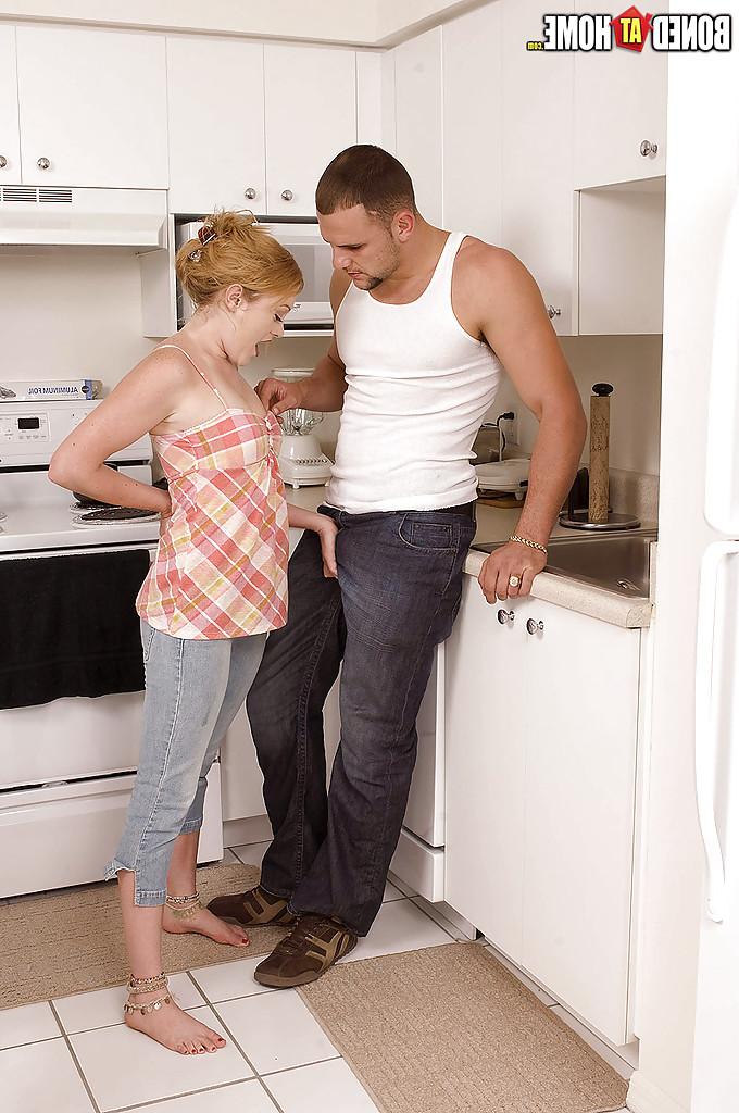 16P Redhead first timer Tatum Bailey taking hardcore fucking in kitchen