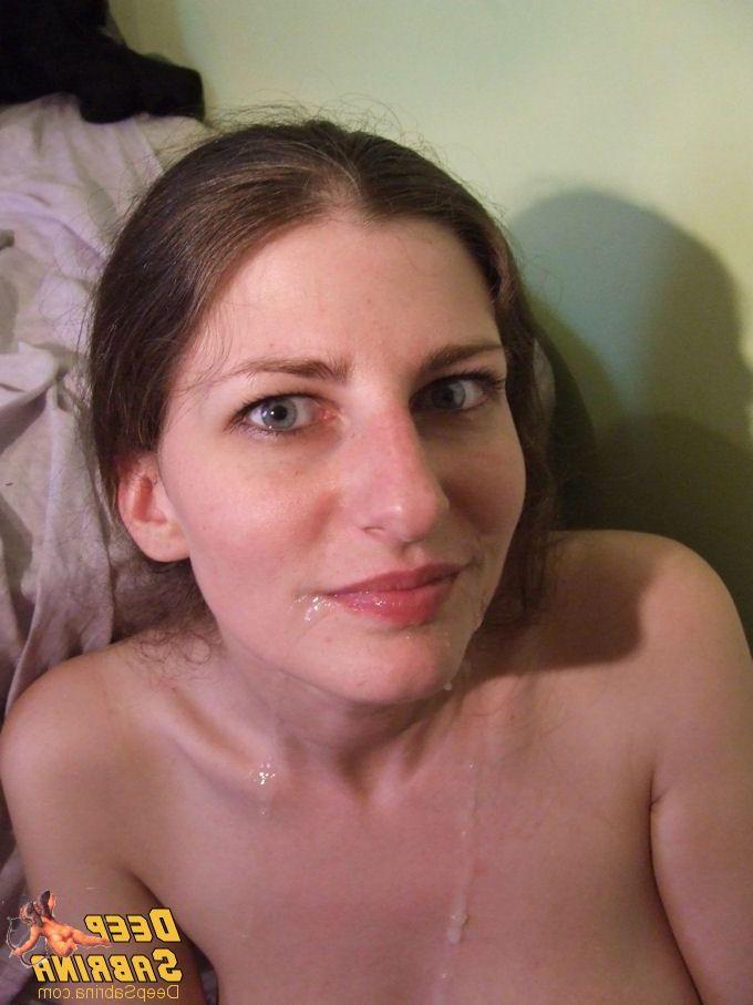 16P Pictures of teen amateur Sabrina Deep enjoying a mouth full of cum