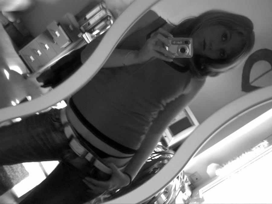 16P Black and white self-shots from this blonde amateur cutie