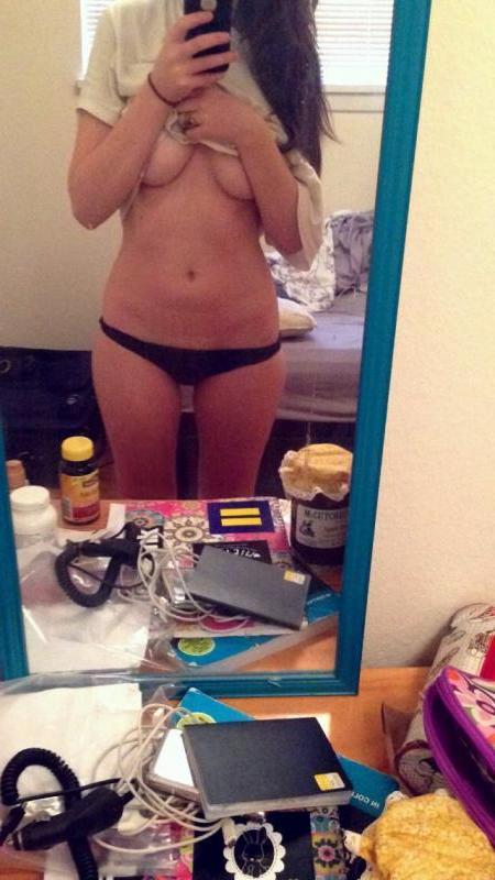 14P Secretly recorded amateur chick with pierced nips takes selfies and sucks cock