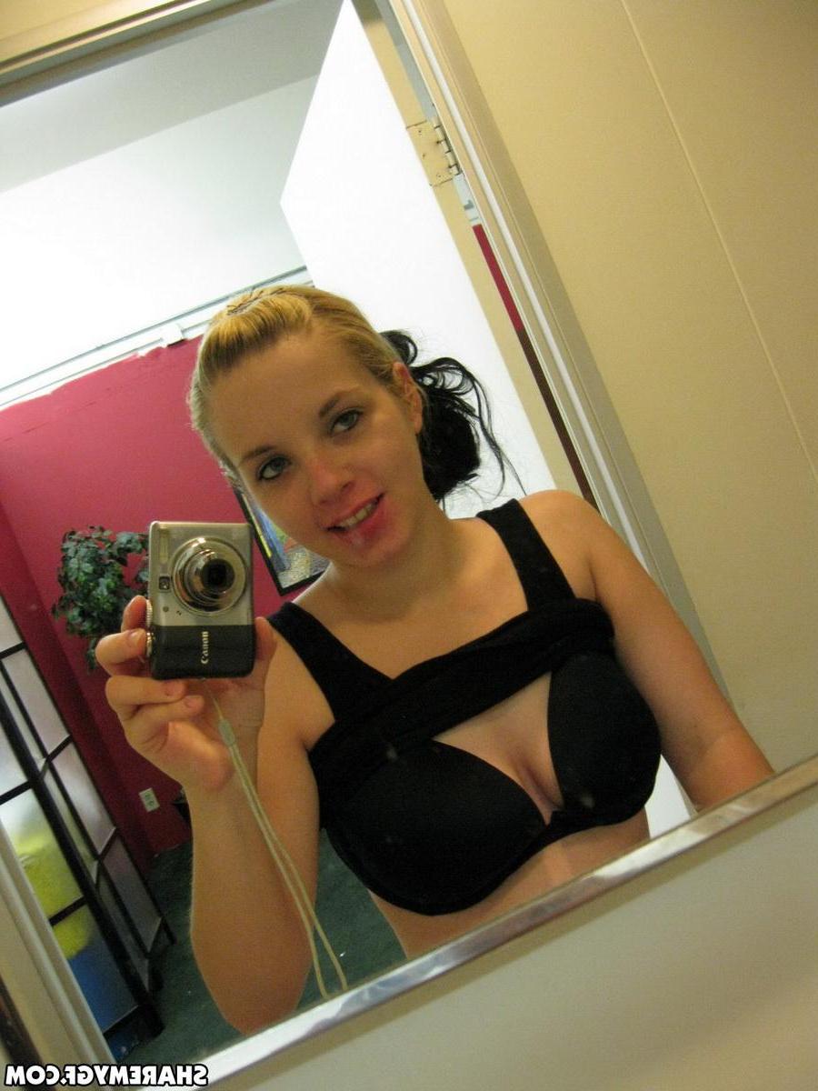 20P Busty amateur teen takes home pics of her incredible boobs