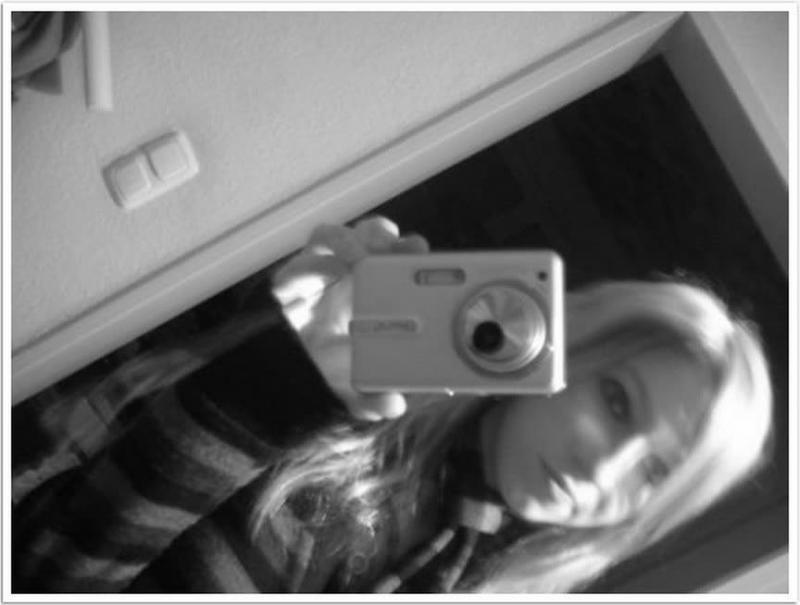 14P Slim blonde teen shares black and white selfies of her nude body