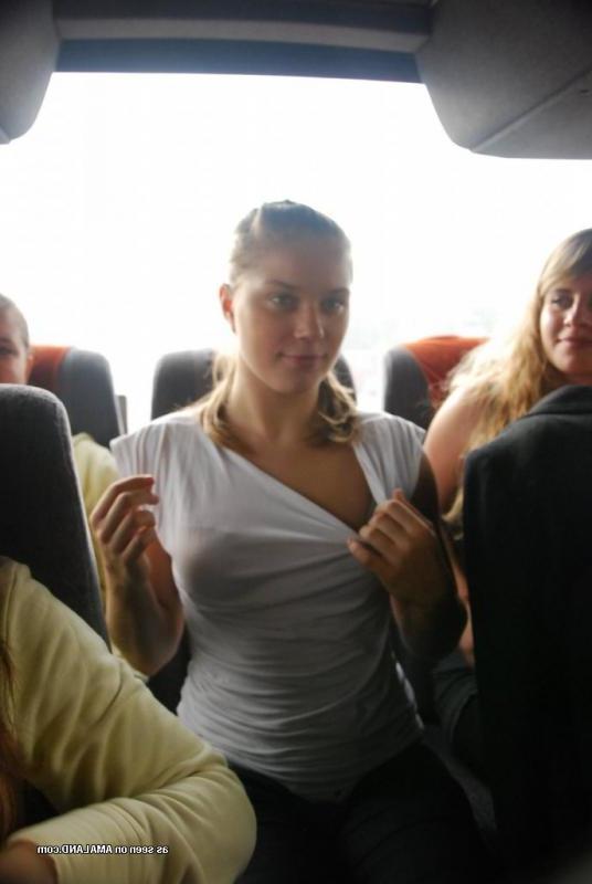 14P Naughty chicks posing for hot photos on a bus trip