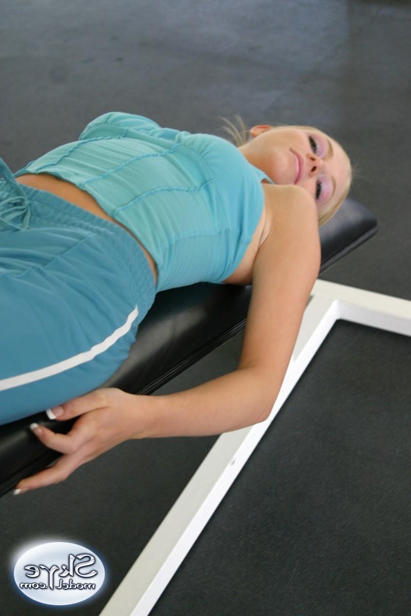 16P Blonde amateur teen working out at gym