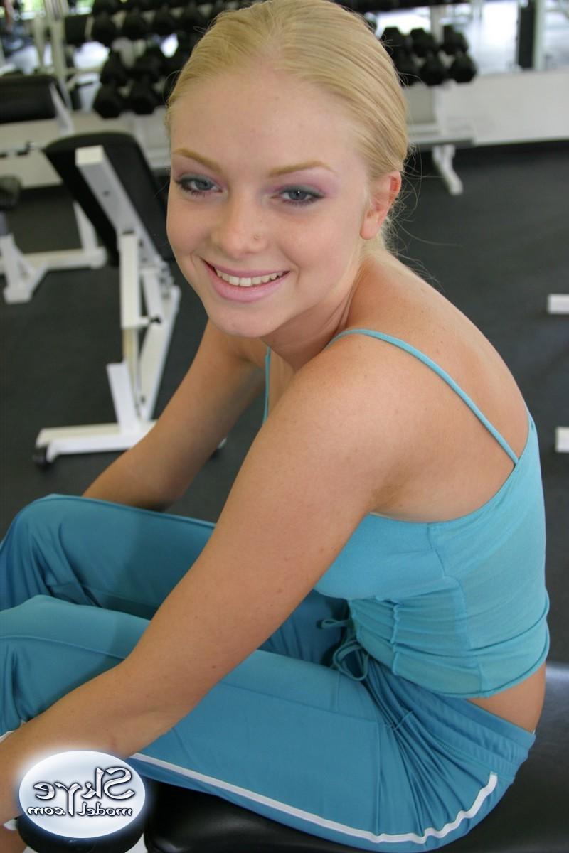 16P Blonde amateur teen working out at gym