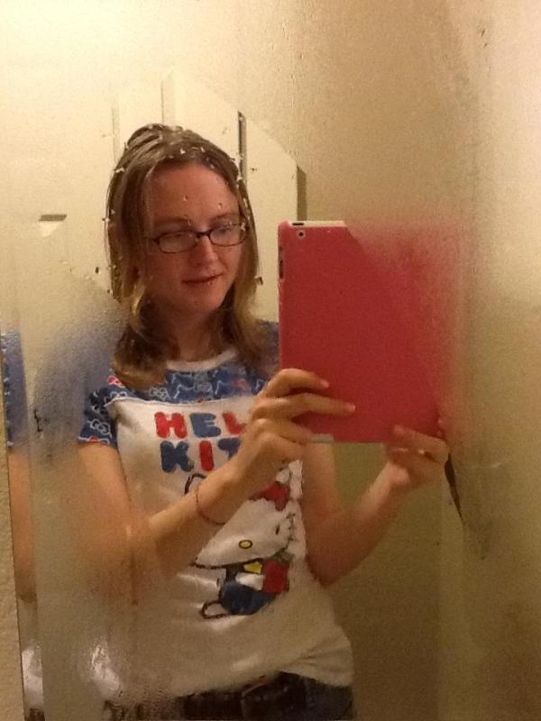 10P Geeky redhead shemale Sadie Hawkins wearing glasses in random amateur shots from