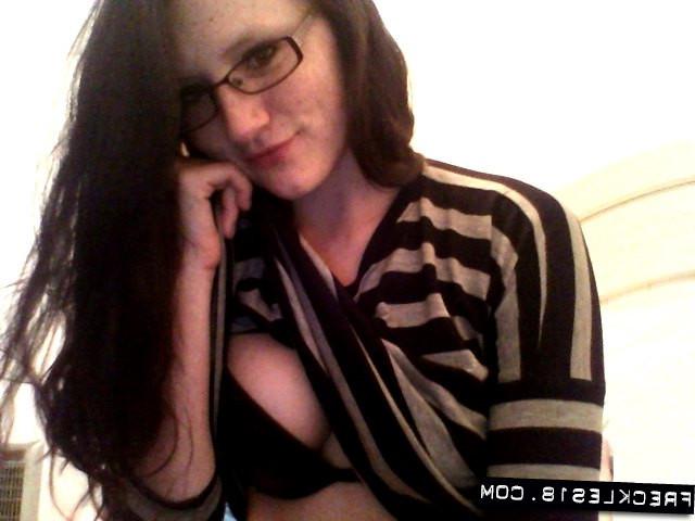 12P Amateur freckled teen with glasses gets pussy licked on cam