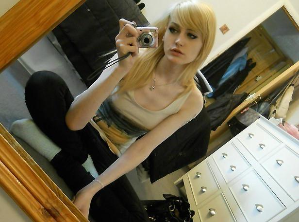 11P Transsexual 20 year old blonde teen Ellery Sweets in homemade mirror selfshots