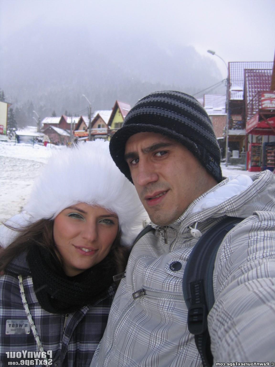 15P While at a ski resort big giant boob amateur Lory gets naked for her BF to take 