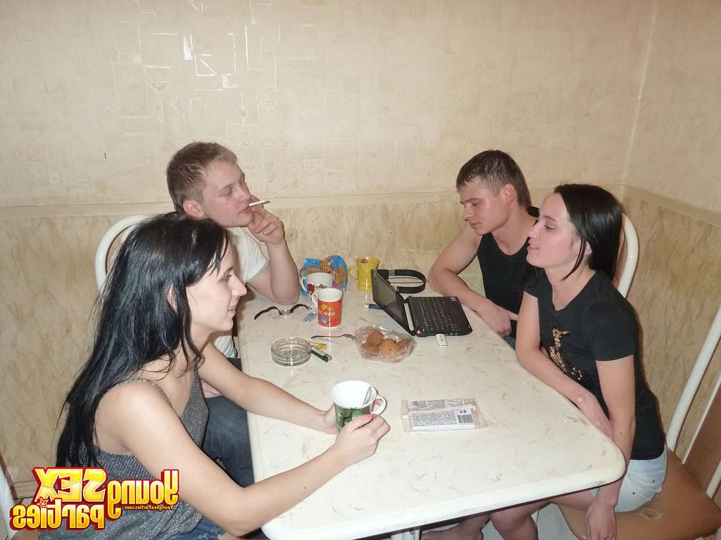16P Naughty teen hotties in foursome sex with two pretty pals