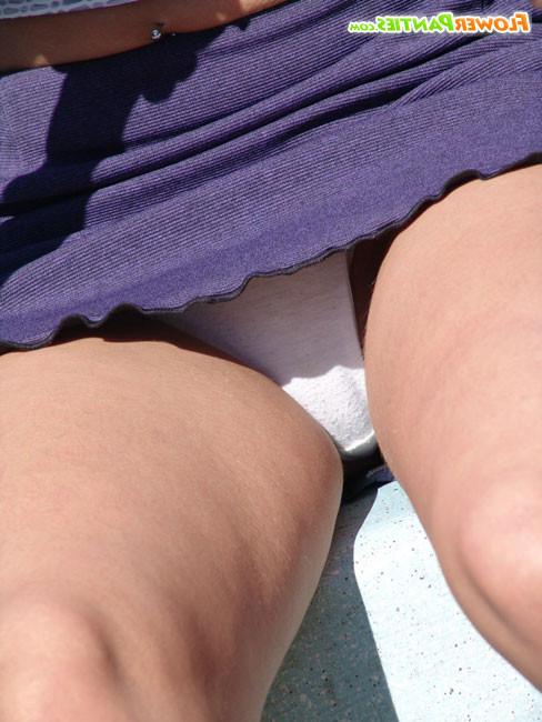 16P Beautiful teen cotton panties upskirt view