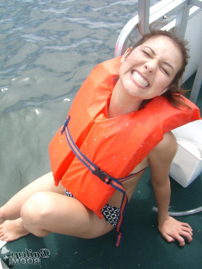 16P Real amateur teen girl boating topless