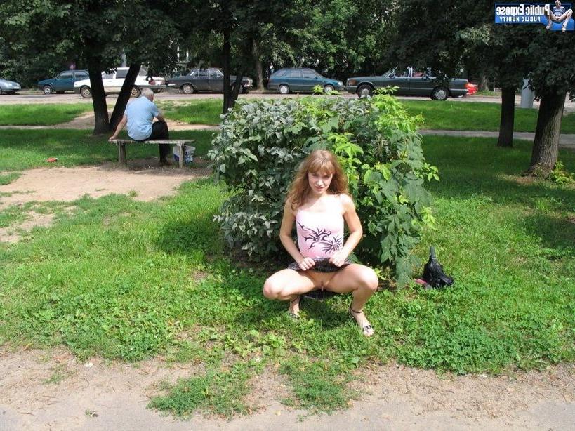 15P Blonde shows her pussy and small titties in public
