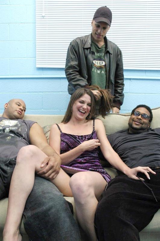 16P Cute brunette sucking cocks and fucking pussy in gangbang