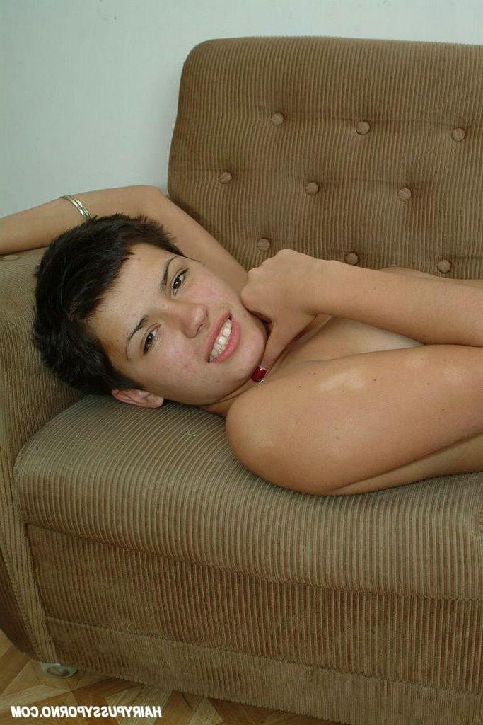 16P Hairy pussy amateur in jeans strips down slowly