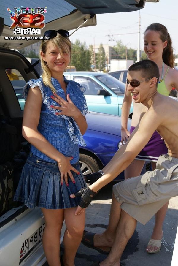 8P Group sex on a picnic with busty chicks