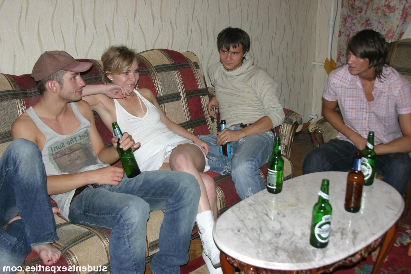 11P Blonde teen satisfying three cocks at one time