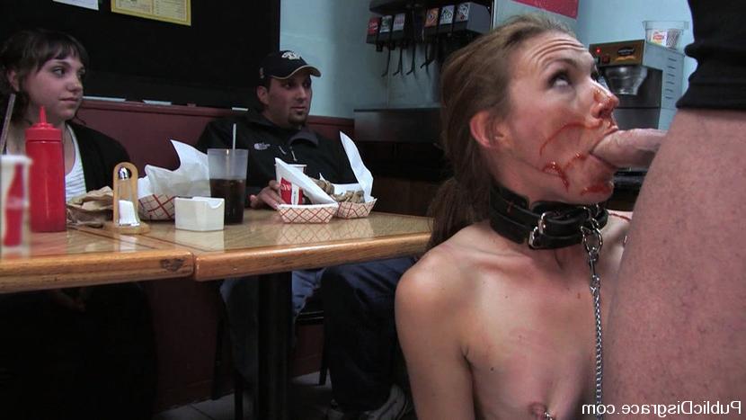 15P Hot amateur girl fucked in diner and made to give bj's to strangers