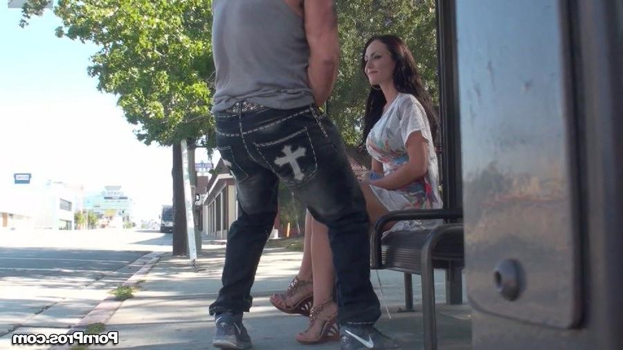 12P Amateur creamed in public while waiting for a bus
