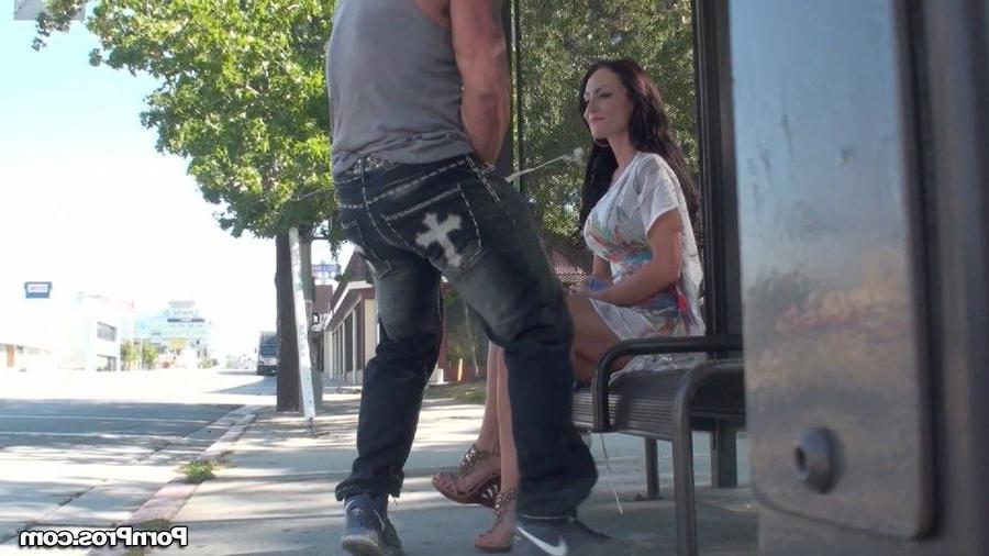 12P Amateur creamed in public while waiting for a bus