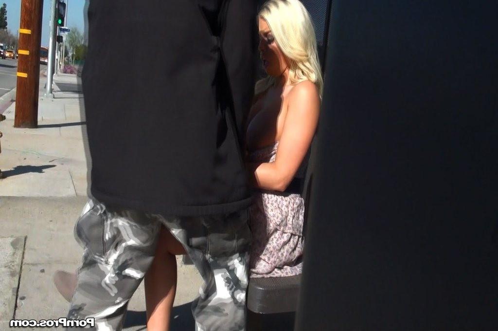 12P Blonde amateur gets splashed at a bus station