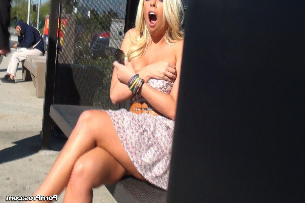 12P Blonde amateur gets splashed at a bus station