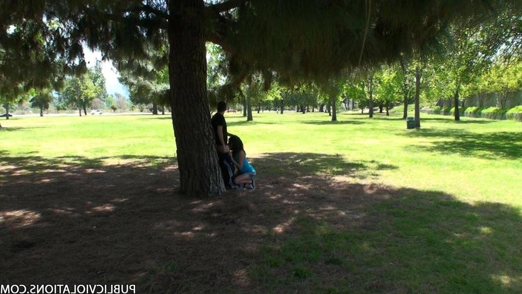16P Horny brunette babe having sex in a public park