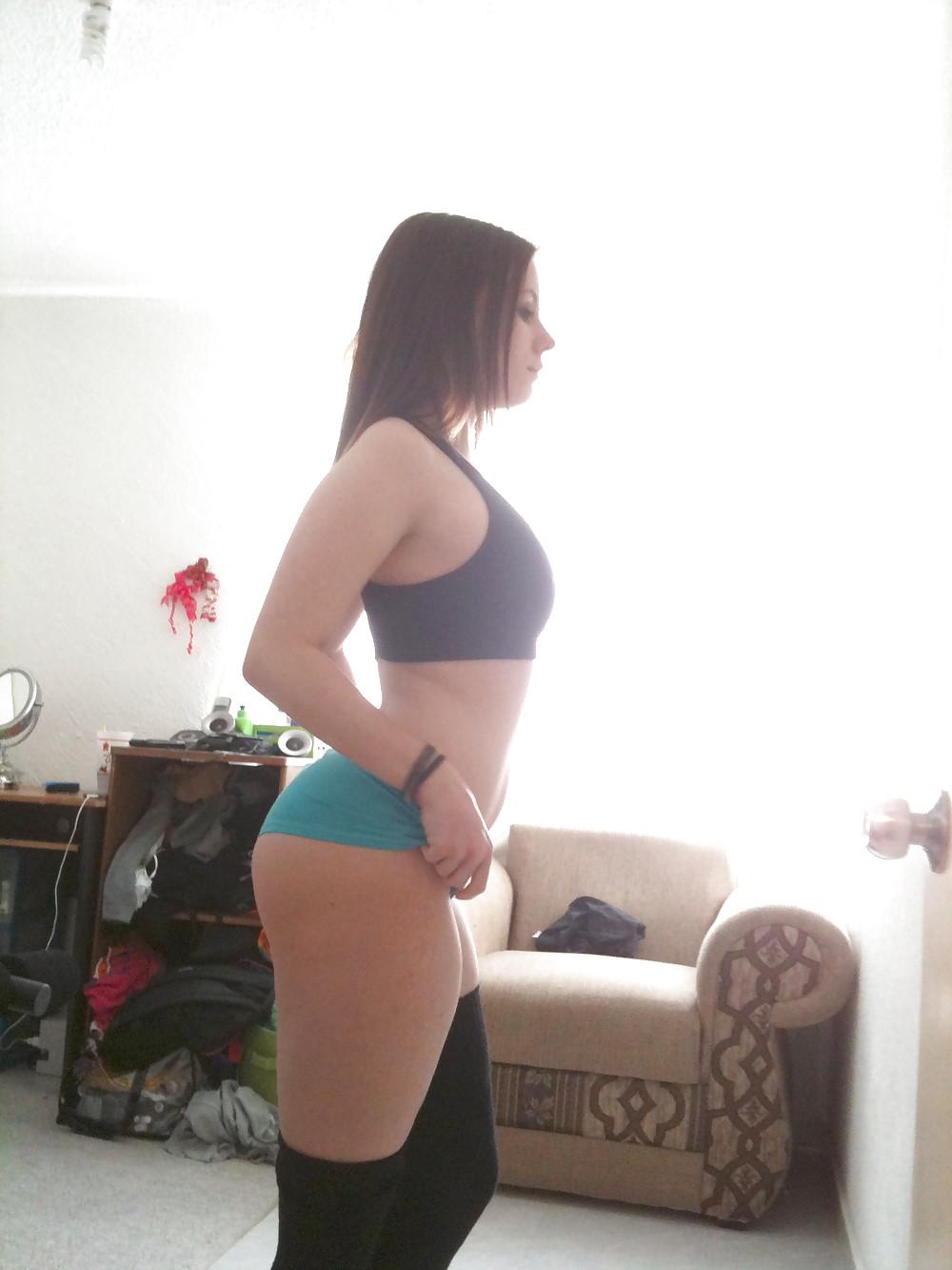 24P My fucktoy's perfect ass in blue shorts...
