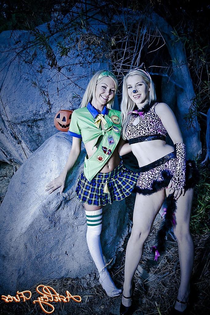 16P Amateur chicks Aaliyah Love and Ashley Fires going girl on girl in skirts