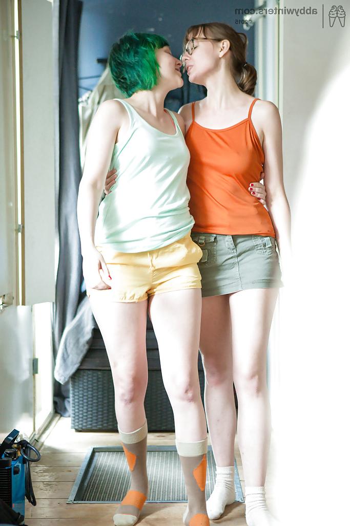 16P Gorgeous lesbian teens Bobbie and Mila dressing up after having sex
