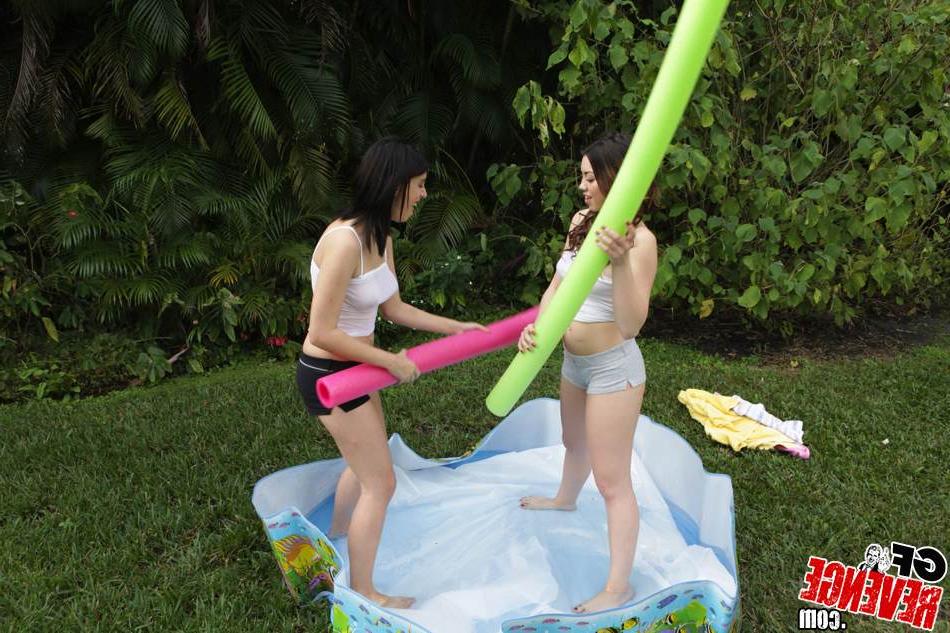 16P Playful brunette amateurs have some wet lesbian fun outdoor
