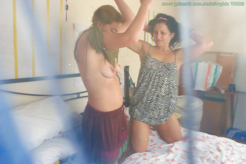 16P Slutty lesbian teens Fotina and Sahara getting dressed after fucking