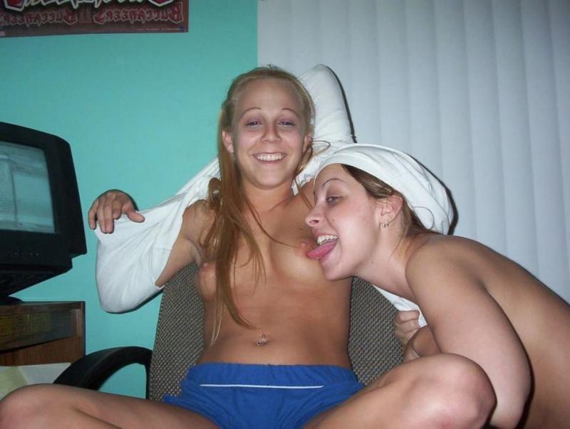 10P Horny lesbian teens get naked while playing with each other