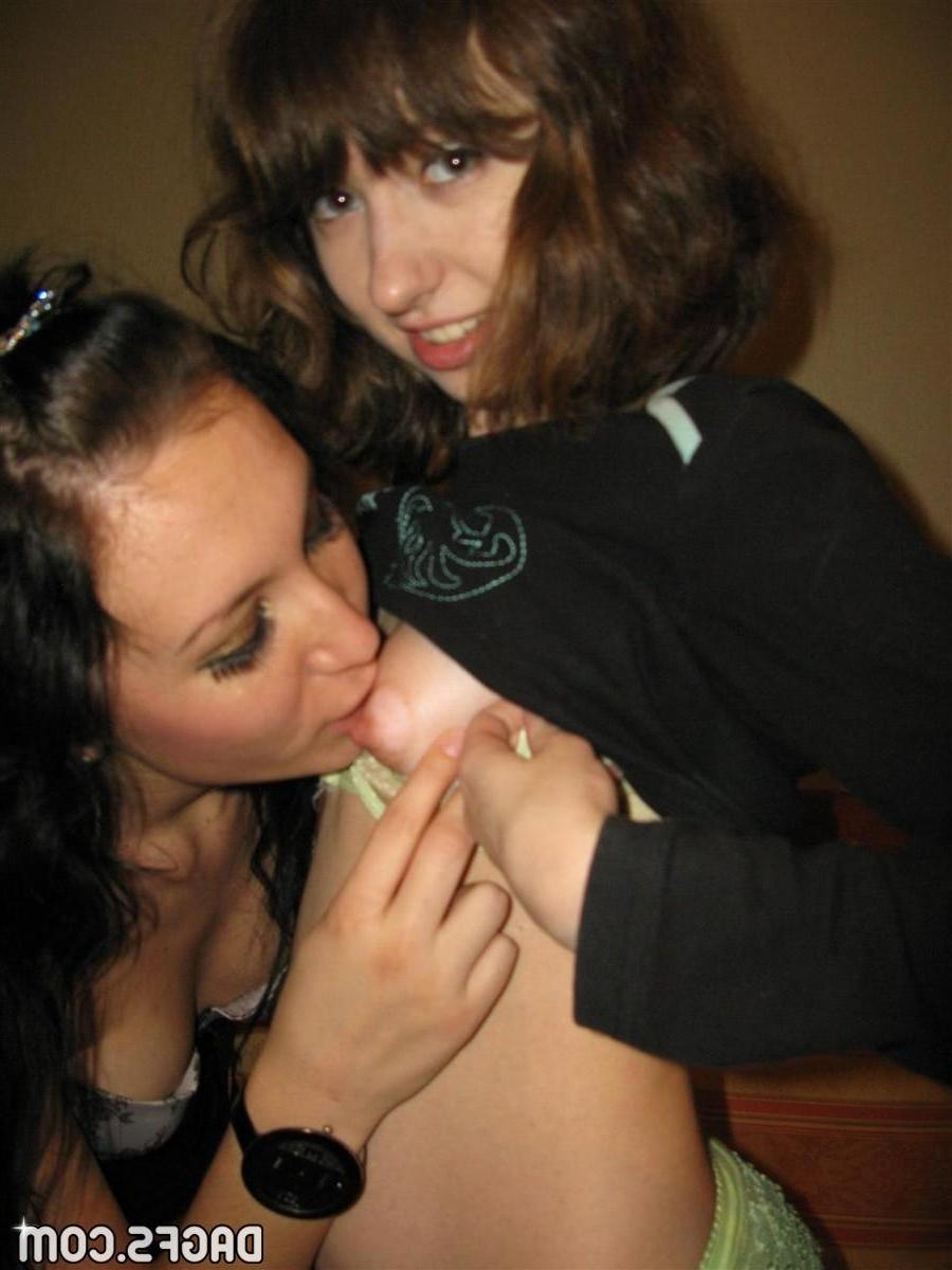 13P Hot brunette GFs give each other some lesbian action at home
