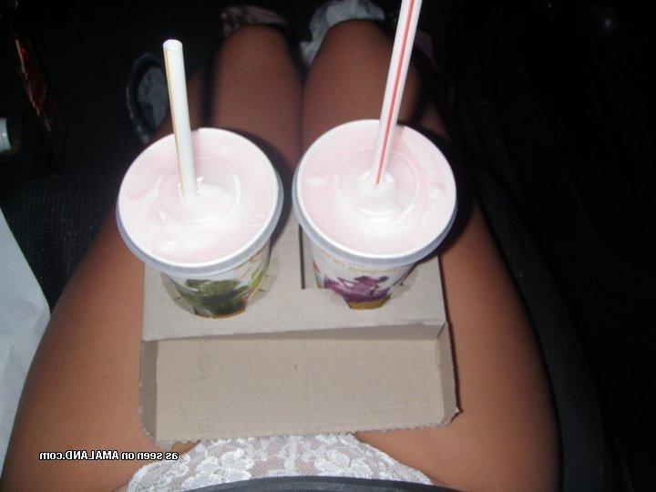 10P Sexy amateur teens in their underwear at a drive-thru