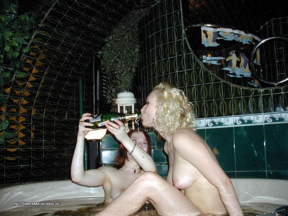 15P Amateur lesbian girlfriends get drunk and bathe