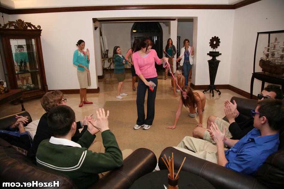 15P Hazed amateur college teens leashed by lesbian sorority sisters